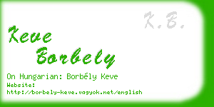 keve borbely business card